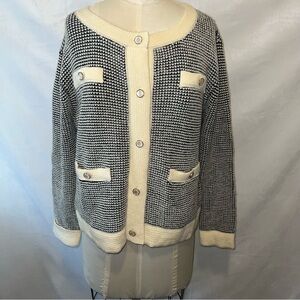 Sioni Black and White Cardigan